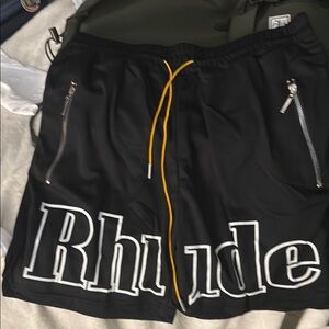 Rhude Black Athletic Shorts with Elastic Waistband and Branding